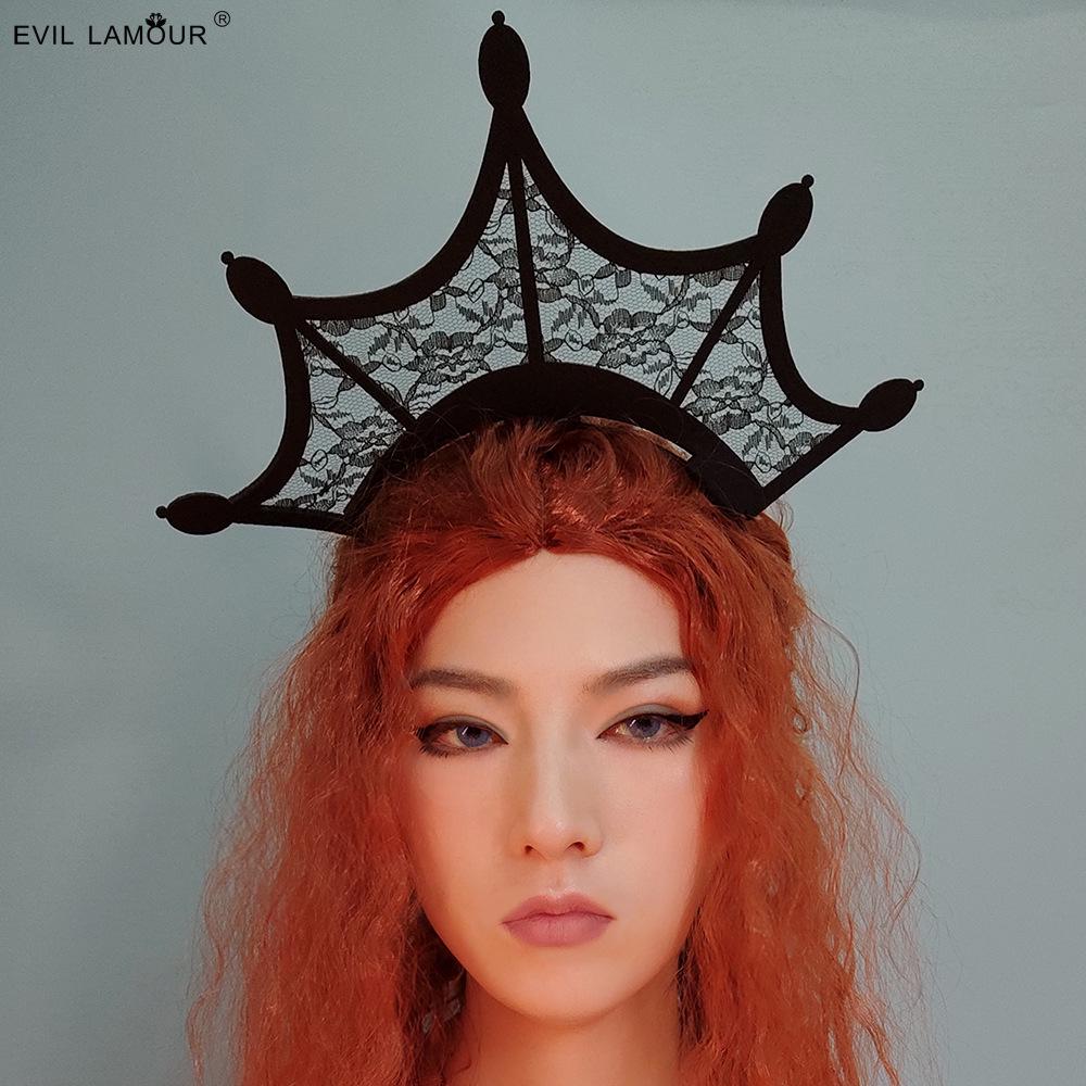Quirky Lace Crown Headband: Halloween & Christmas Hair Ornament FG-30