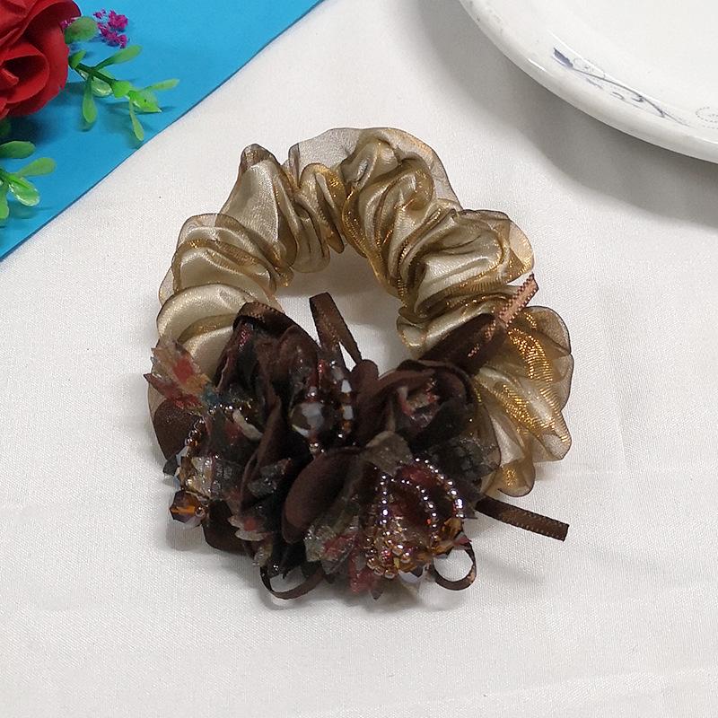 Trendy Ribbon Bow Scrunchie Large Floral Hair Tie for Adults