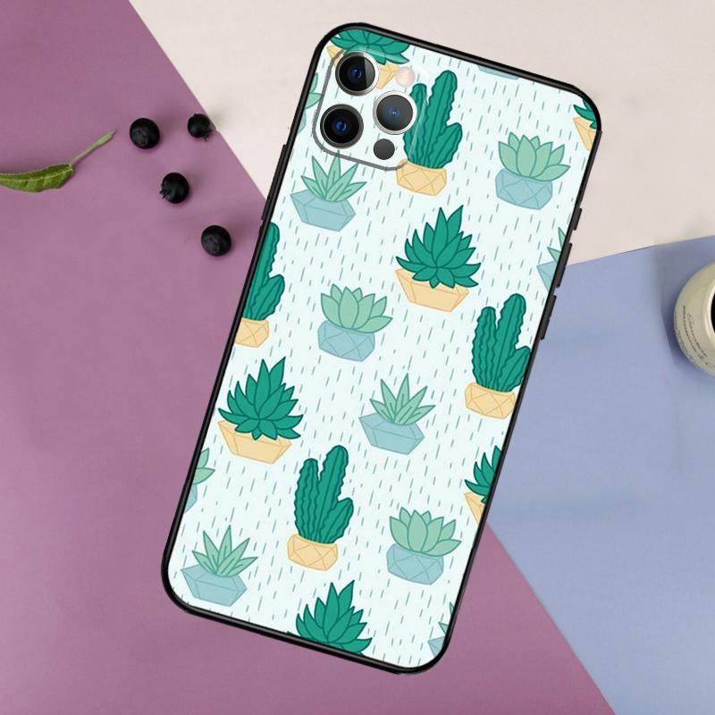 Cactus Pattern Phone Case For iPhone 16 15 14 13 12 11 17 Pro Max 13 Mini 16 Plus 16e 17 Air Bumper Cover