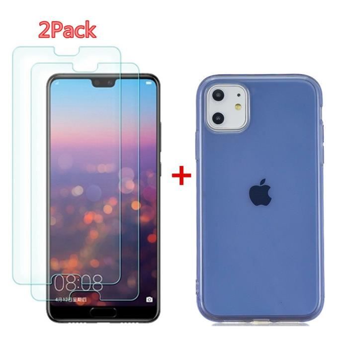 Coque et Film de Protection - Apple - iPhone 11 Pro - Verre Trempé - TPU Silicone - Bleu