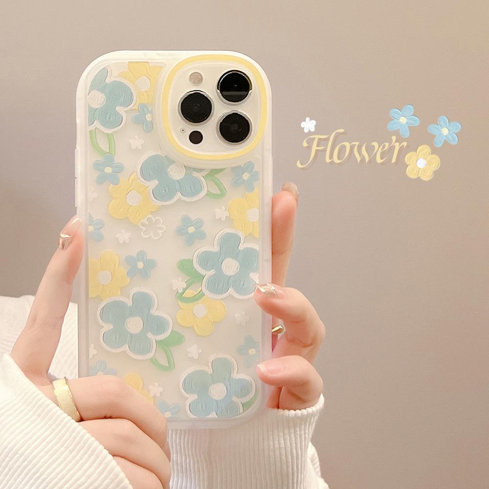 Oil Painting Floral Iphone16 Suitable for Apple 12pro Max Mobile Phone Case 15 Silicone 11 Round 8p Women's X Transparent 14