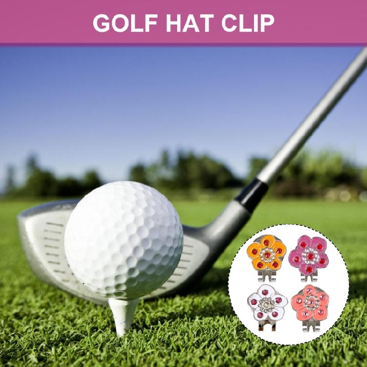 Metal Magnetic Hat Clip with Golfball Marker Rhinestones Flower Pattern Golfball Marker Caps Clips Gifts for Women Men