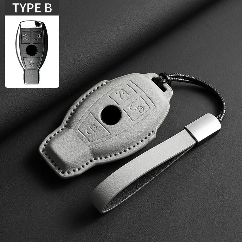 """Pouzdro na klíč od auta z plné kůže s odklápěcím víkem pro Mercedes Benz třídy A C E S G GLC CLE CLA GLB GLS GLA W177 W205 W213 W222 X167"""