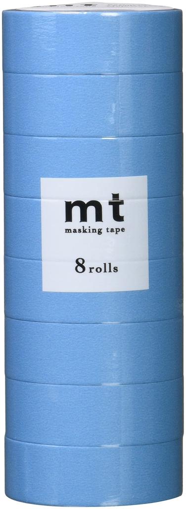 Kamoi Kakoshi Mt Masking 15mm Wide X Matte Light MT08P514 Tape, 8-pack, 7m, 514, Blue,