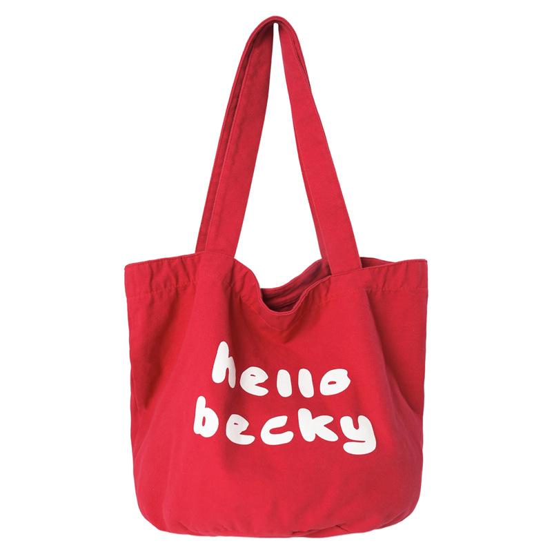 Canvas Shoulder Bag Large Capacity Letter Tote Bag Commuter Shopping Bag Women's Bag