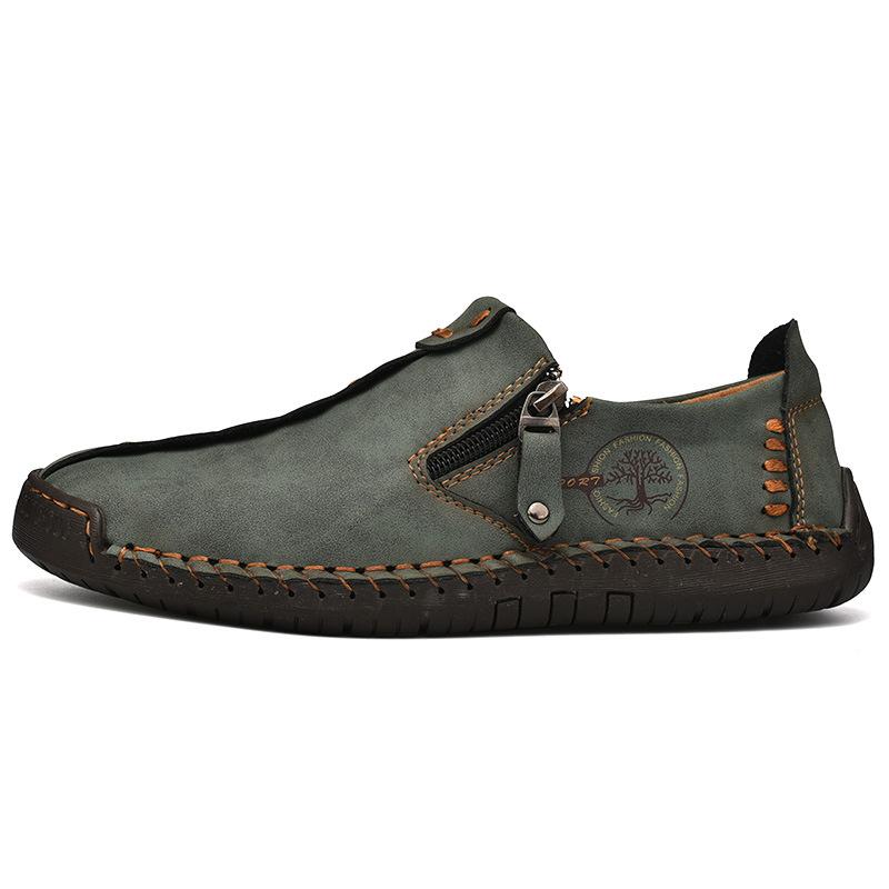 Spring Men's Shoes New Fashion Outdoor Casual Leather Shoes Low-top Large-size Men's Shoes Hand-stitched