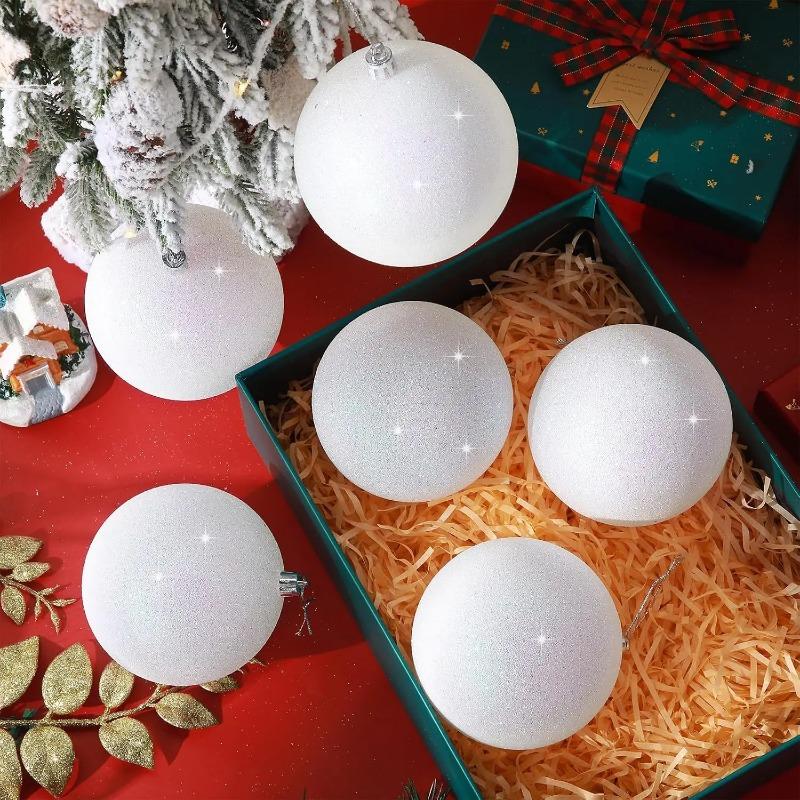 6cm Glitter Christmas Balls Box Set Mini Round Plastic Hanging Baubles Decor Home Party Xmas Tree Pendant Ornaments Supplies
