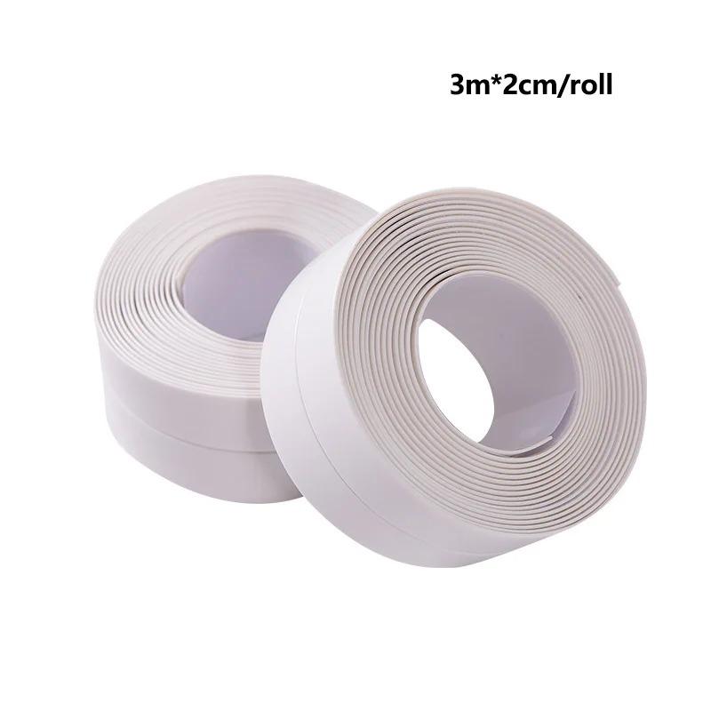 1 pieza Pegatinas de pared impermeables para baño Cintas de sellado Tiras de sellado adhesivas de PVC Cinta para borde de fregadero Accesorios para cocina y baño