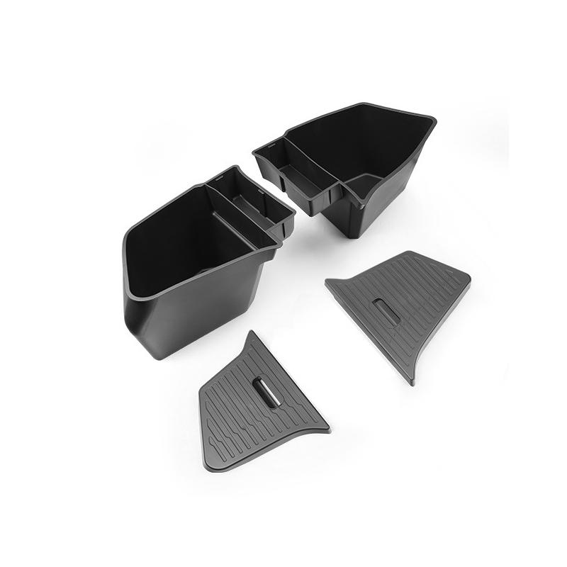 Trunk Side Storage Box with Cover for Tesla Model Y Juniper 2025 TPE Waterproof Trunk Organizer Storage Box Car Interior Parts