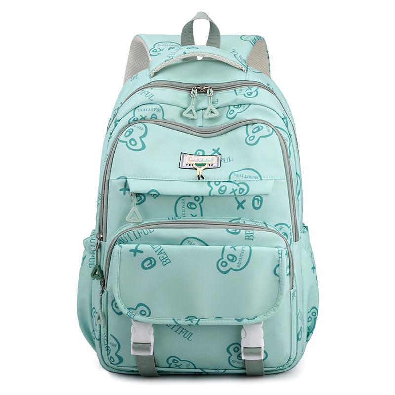 New student schoolbag female cute printed middle school student backpack large capacity outdoor leisure burden reduction backpack