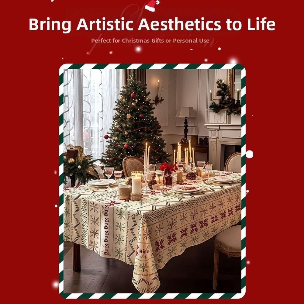 100*140cm Christmas Tablecloth Washable Thickened Xmas Party Table Runner Heat-Resistant Christmas Decorative Table Cover Table