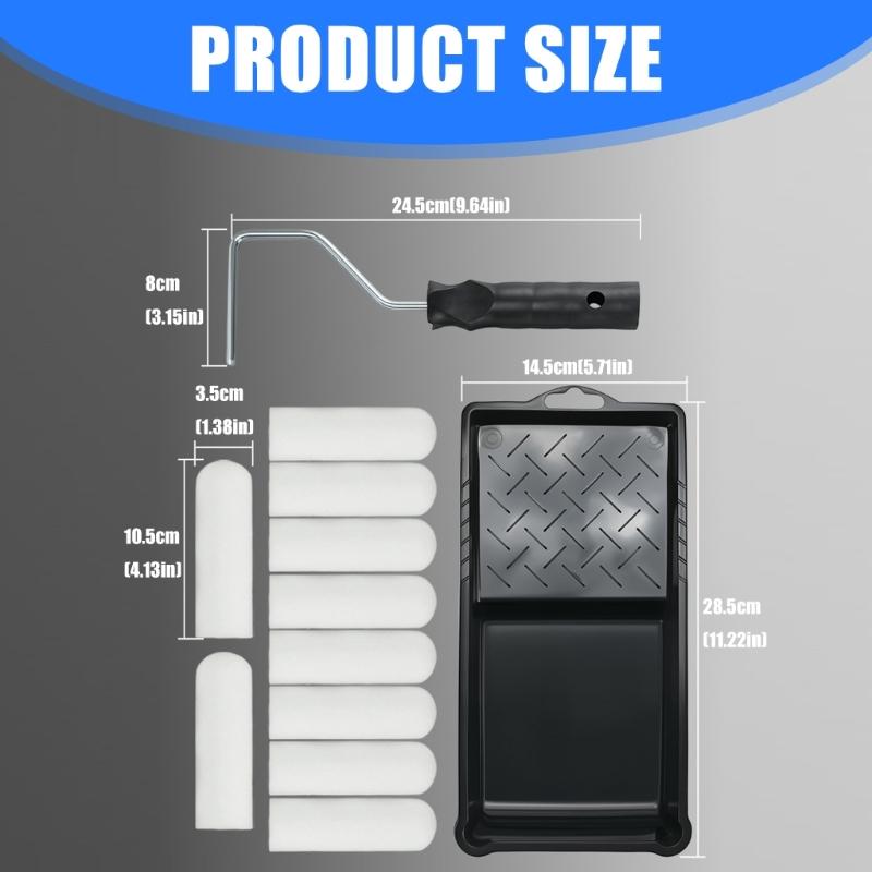 Zestaw 12 sztuk Mini wałków malarskich Gęsta pianka Pokrowce zamienne i rama Wałki do renowacji mebli do metalowych półek