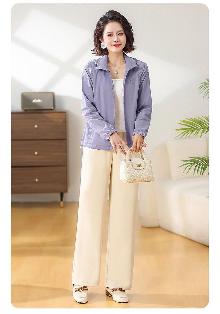 2026 Spring Fashion Sun Protection Jacket for Middle-Aged & Elderly Women - Lightweight, Stylish Summer Wear