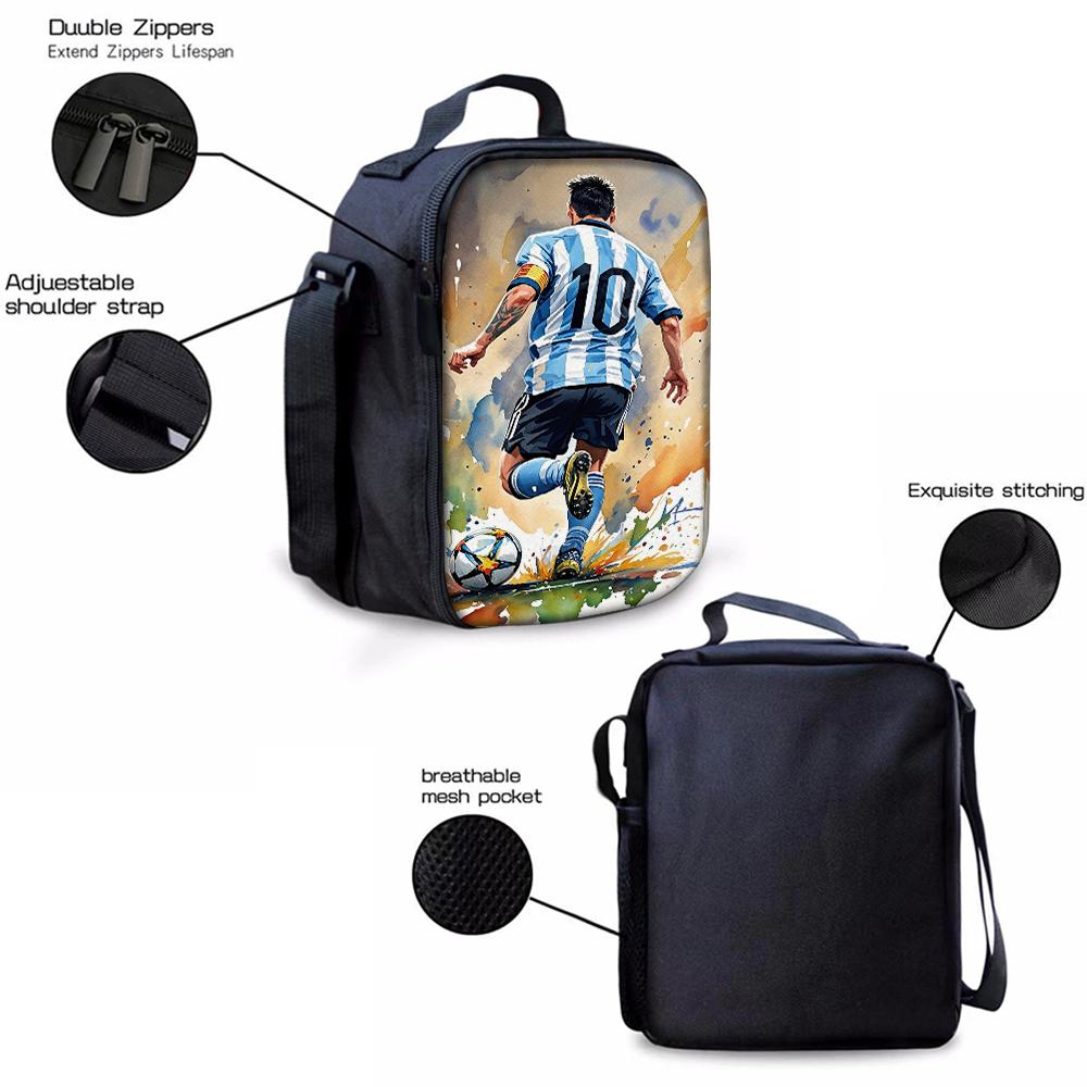 3PCS No.10 Football Player Backpack Set | Large Capacity Casual Backpack with Matching Clutch & Tote Bag, Ideal for Daily Use