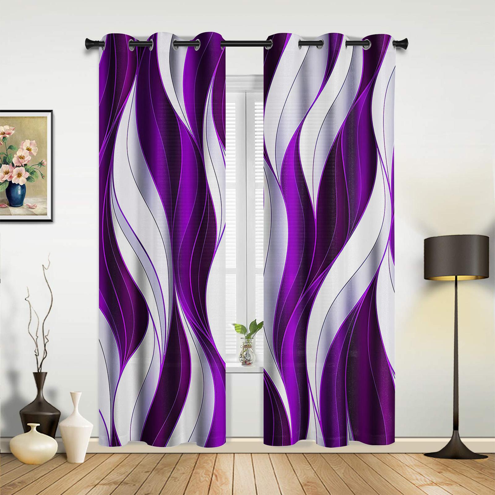 

Dark Blue Wavy Abstract Lines Curtains for Bedchamber Living Room Window Drapes Kitchen Area Kids Bedroom Window Curtain Current Home Decor 135W x 60H(cm) x1