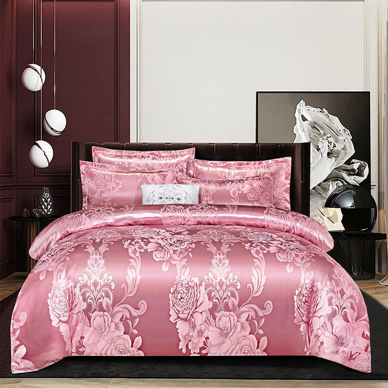 Conjunto de Quatro Peças Jacquard de Cetim, Conjunto de Quatro Peças de Cama de Luxo Leve, Conjunto de Quatro Peças de Lençol, Capa de Edredom, Conjunto de Três Peças de Fronha