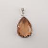 Champagne Quartz Gemstone Silver Women Pendant 1.8" , 925 Sterling Silver Jewelry, Orange Color Stone Pendant For Love PP-65-12