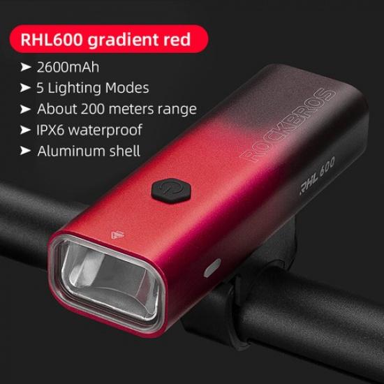 ROCKBROS Cycling Headlight USB Rechargeable MTB Road Bike Front Light Night LED