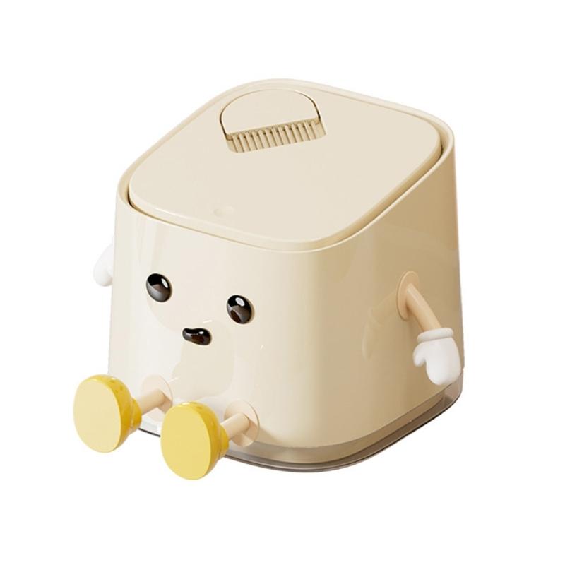 Space Saving Mini Trash Bin for Desk Press To Open Lid Plastic for Home and Office