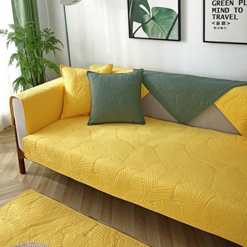 Nordic Simple Solid Color Sofa Cushion Four Seasons Pure Cotton Fabric Non-Slip Cotton Seat Cushion Universal Modern Sofa Cover Towel