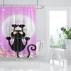 Three Funny Naughty Black Cat Shower Curtain Scratching The Wall With His Paws Fabric Bathroom Decor Set Hooks White And Black