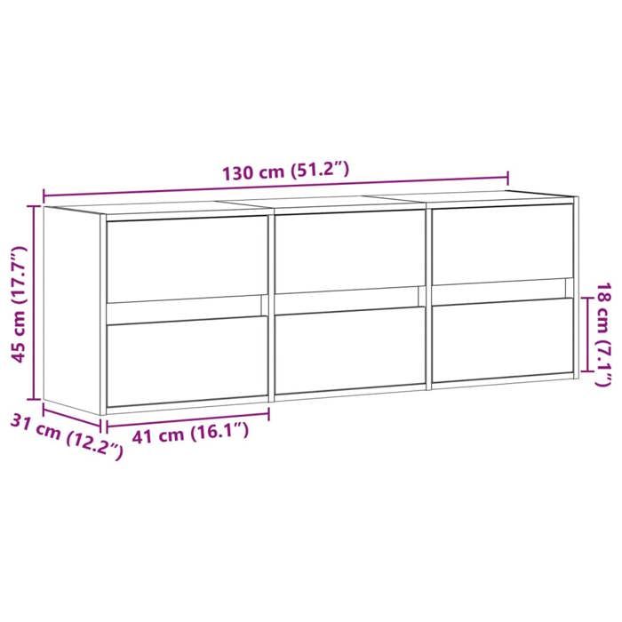 VidaXL Wall-mounted TV Cabinet with LED Lights White 130x31x35 Cm, Wall-mounted TV Stand, Floating TV Unit, TV Stand 852299