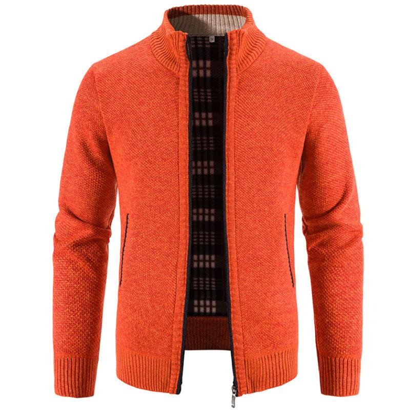 Autumn and Winter Men's Plus Velvet Thickened Stand-up Collar Cardigan Sweater Jacket Korean Fashion Casual Warm Sweater