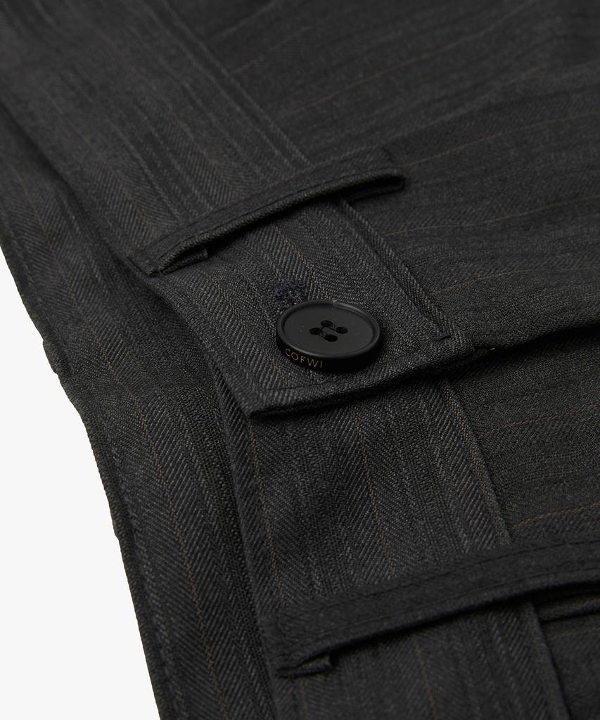 COFWI Melsa Double-Pleat Striped Wide Slacks Dark Gray