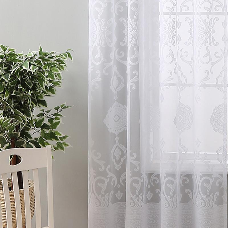 Semplice tenda per finestra in pizzo con fiori di rame, leggera e di lusso, in fibra di poliestere, adatta per soggiorno, camera da letto, sala da pranzo, cucina