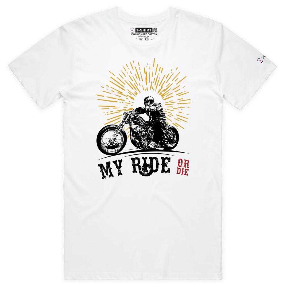 VOICEART Bike on the Road Adventurous T-Shirt with Premium Graphic and Design L