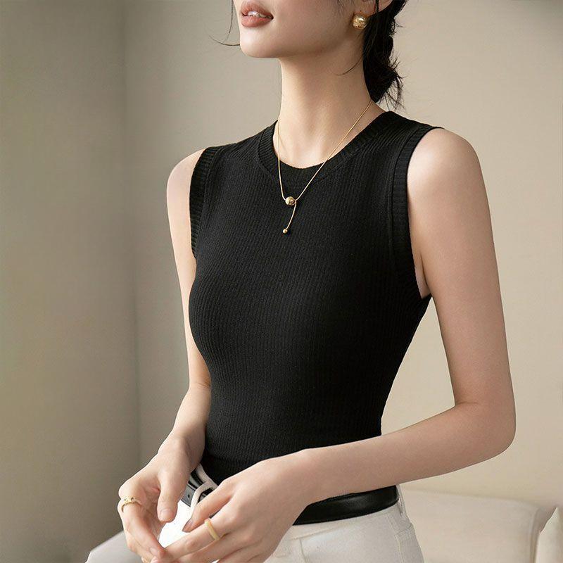 

Облегающий женский базовый топ с круглым вырезом, дышащий, мягкий, приятный для кожи, многослойный или верхняя одежда XXL чёрный