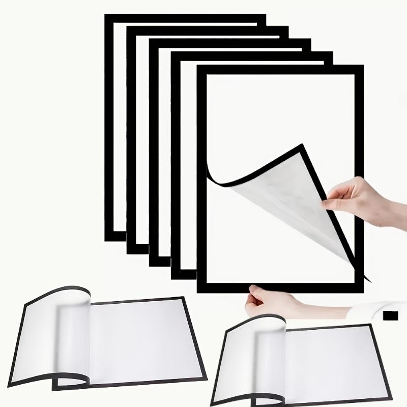3Pcs Magnetic Wall Frame, Self-Adhesive & Removable For Photos Notes, Black White Matte Minimalist Home Office Decor