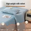 Winter Velvet Flannel Fleece Bed Sheet - Thick Coral Fleece, Solid Color, for Student Dormitory Mattress.