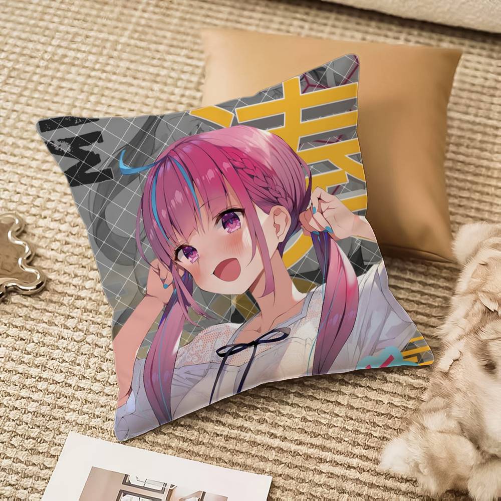 H-Hololive M-Minato Aqua Kissenbezug Milbenabweisend Unsichtbarer Reißverschluss Sofa Bett