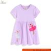 Girls' Princess Dress: Short Sleeve, Pure Cotton, Cartoon Embroidery, Spring/Summer Style