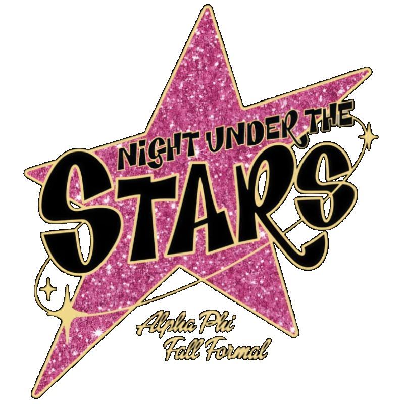 Black T Shirt Night Under The Stars Alpha Phi Fall Formal Glitter Star Print Women Casual Party Top