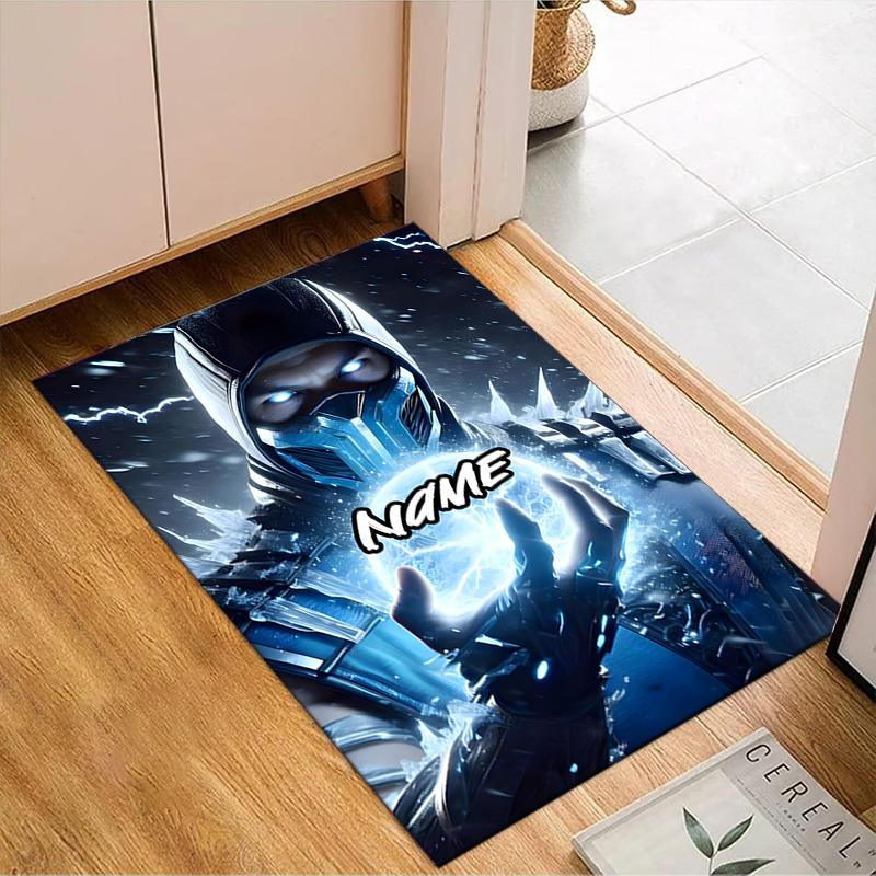 Custom Name Thunderous Warrior's Kombat Rug for Living Room, Game Rooms, Office, Bedroom, Floor Mat Playful Design, fan gifts Christmas decor