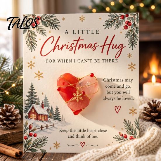 Thoughtful Little Gifts for Christmas Hug Pocket Card, Mini Festive Greeting Card Adorable Characters Decor with Envelope, Holiday Gift Tag
