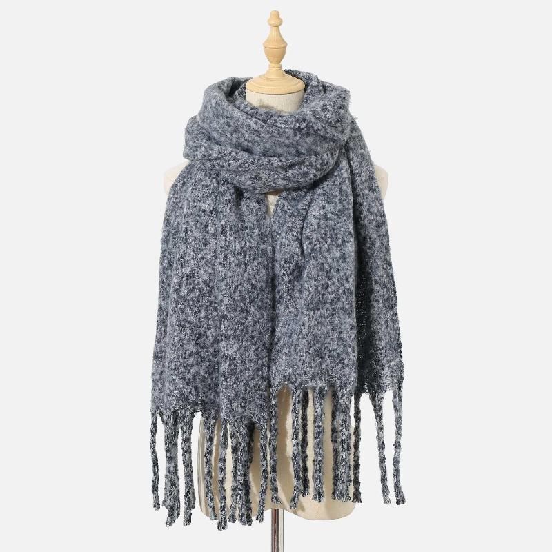 Scarf autumn and winter new women's shawl long tassel thick beard versatile thickened skin-friendly solid color scarf