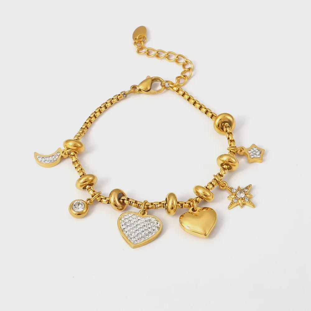Elegant Love Diamond Bracelet: 18k Gold-Plated Titanium Steel, Niche Design, Perfect for Couples