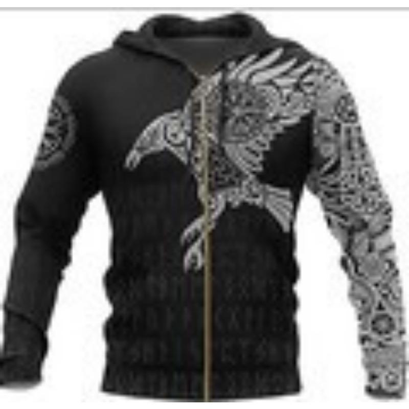 

Мужская куртка с капюшоном на молнии Four Seasons с 3D цифровой печатью, повседневный топ с круглым вырезом 5XL