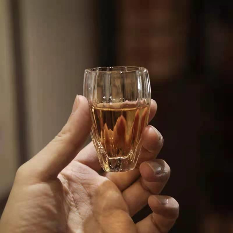 2Pcs/Lot Small Capacity 50ml Hexagon Mouth Glass Tea Cup Tea Ceremony Kung Fu Teacup Tea Master Cup Sake Wine Cup