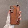 Matte Sheepskin Leather Wrist Strap Holder Phone Case For Samsung S26 S2 S23 S24  S21 S22 Ultra Plus Lens Protect Cover