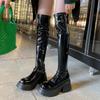 Small platform boots women's muffin elastic knee boots new autumn and winter super high and thin high boots