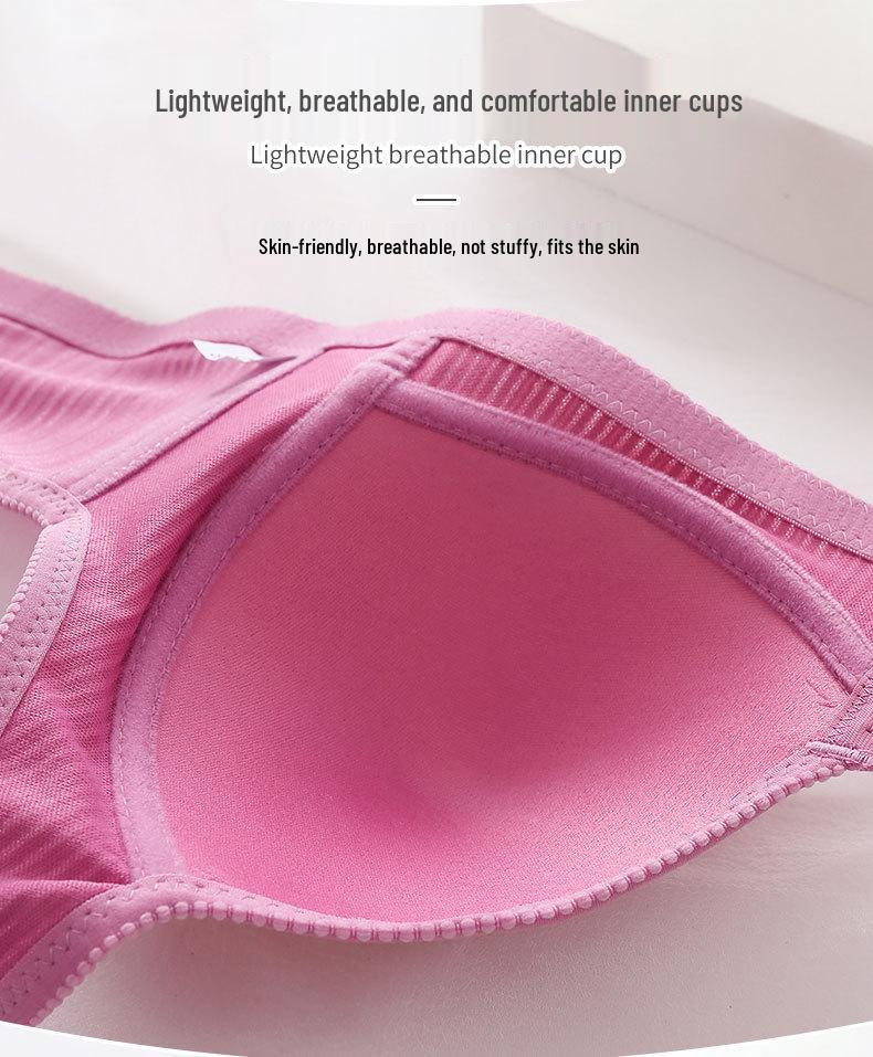 Plus Size Front Closure Wire-Free Push-Up Bra with Side Support for Mature Women
