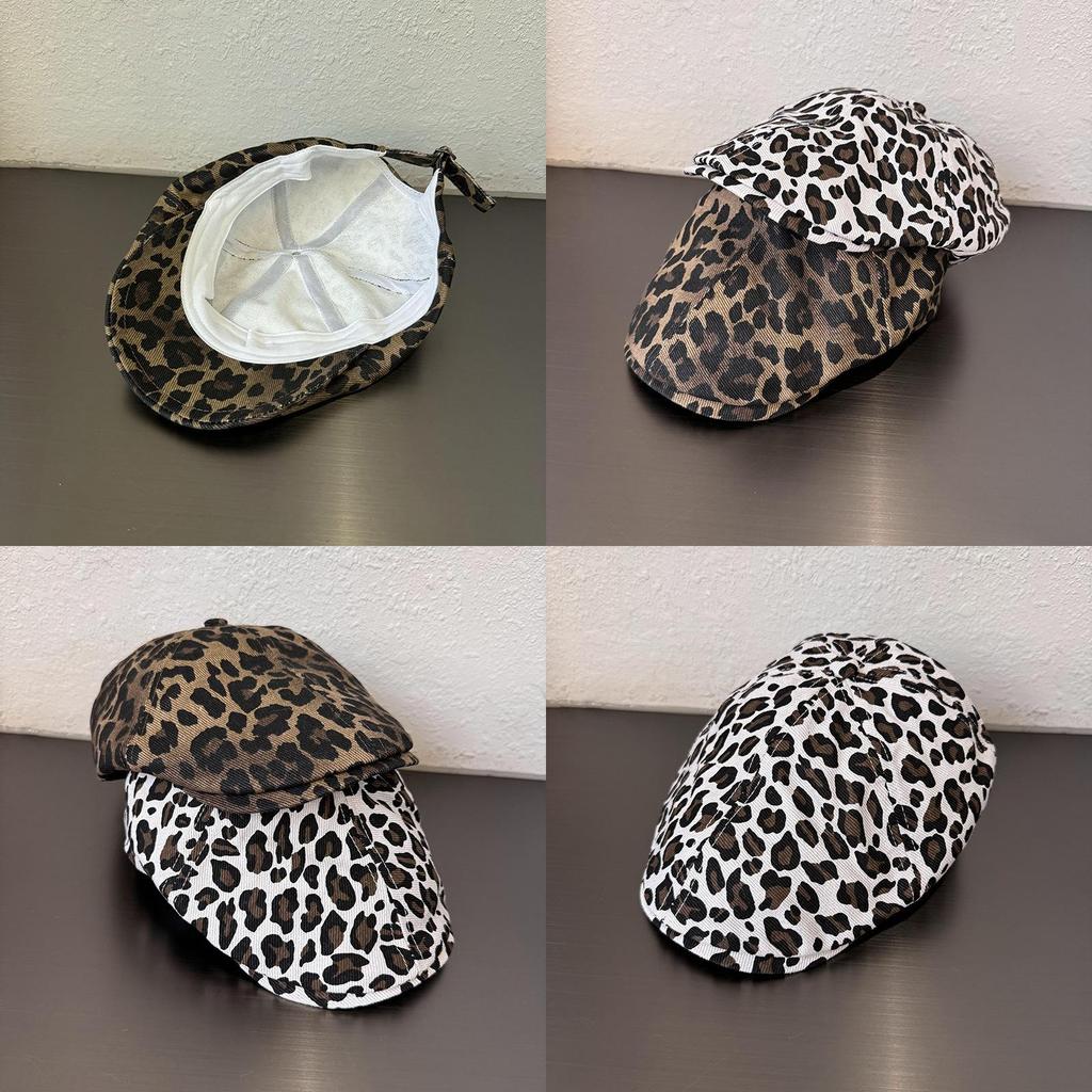 Casual Summer And Winter Leopard Print Cotton Cap With Sunshade And Comfort Features