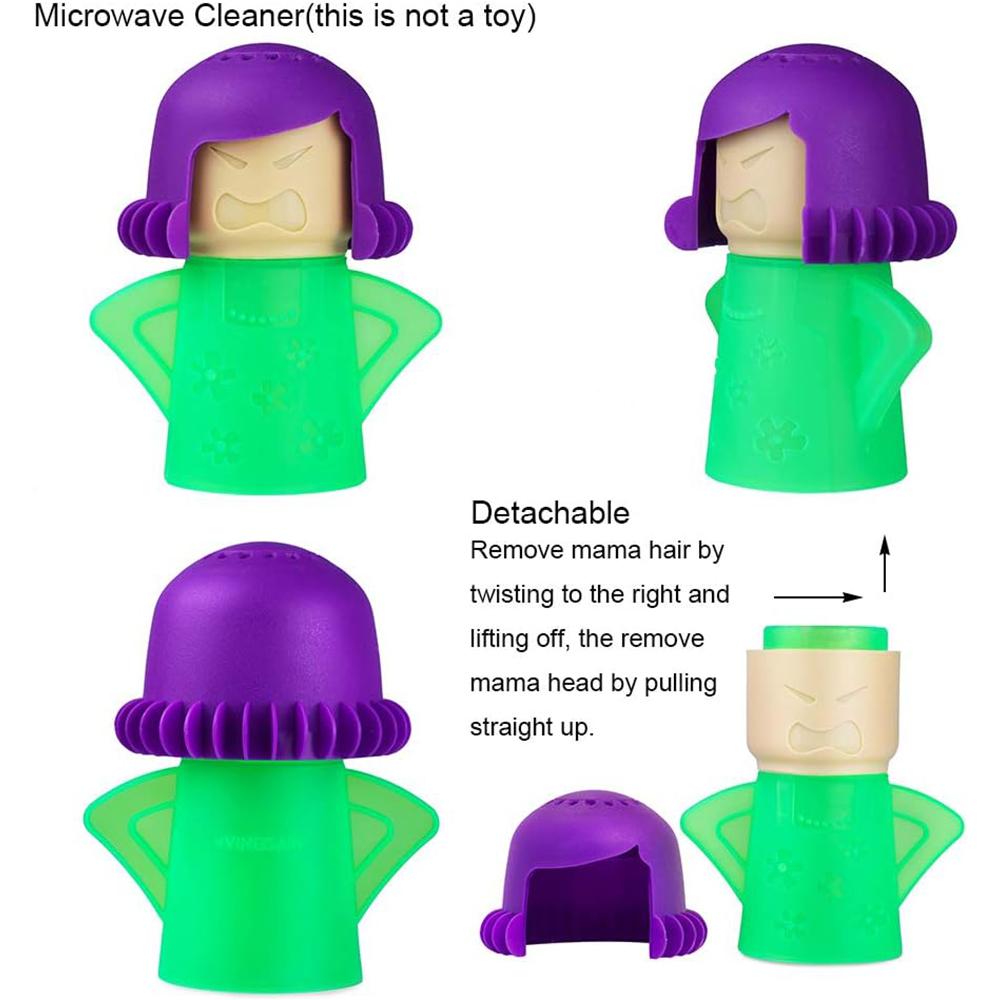 Angry Mama Microwave Oven Steam Cleaner, Just Add Vinegar and Water, Green
