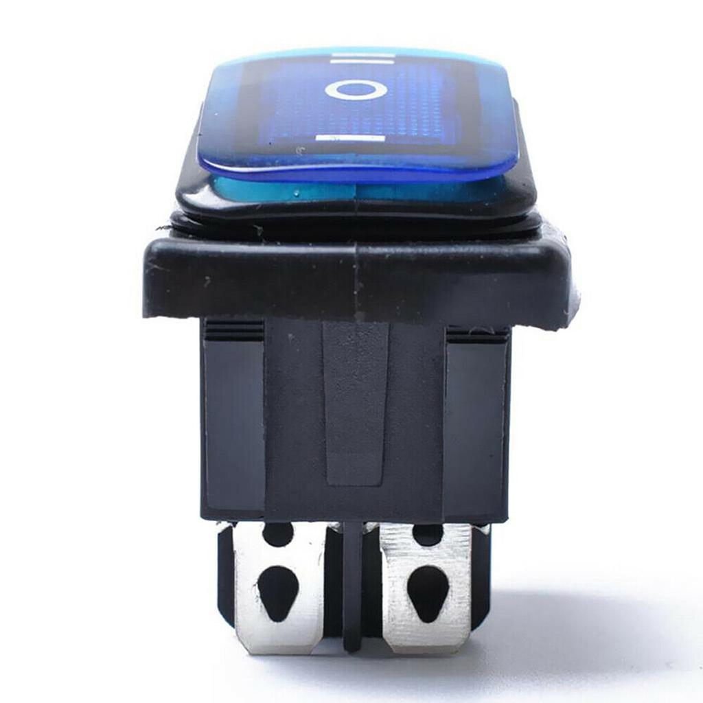 Set of 2 On Off On Rocker Switch DPDT 6 Pin 3 Position 16A 250V AC with Blue LED for Car and Marine Electrical Use