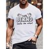 European Sizes White Crew Neck Men'S Plus Size Graphic Tee | DER BERND In Bold Letters with Hand-Drawn Gestures, Casual Style