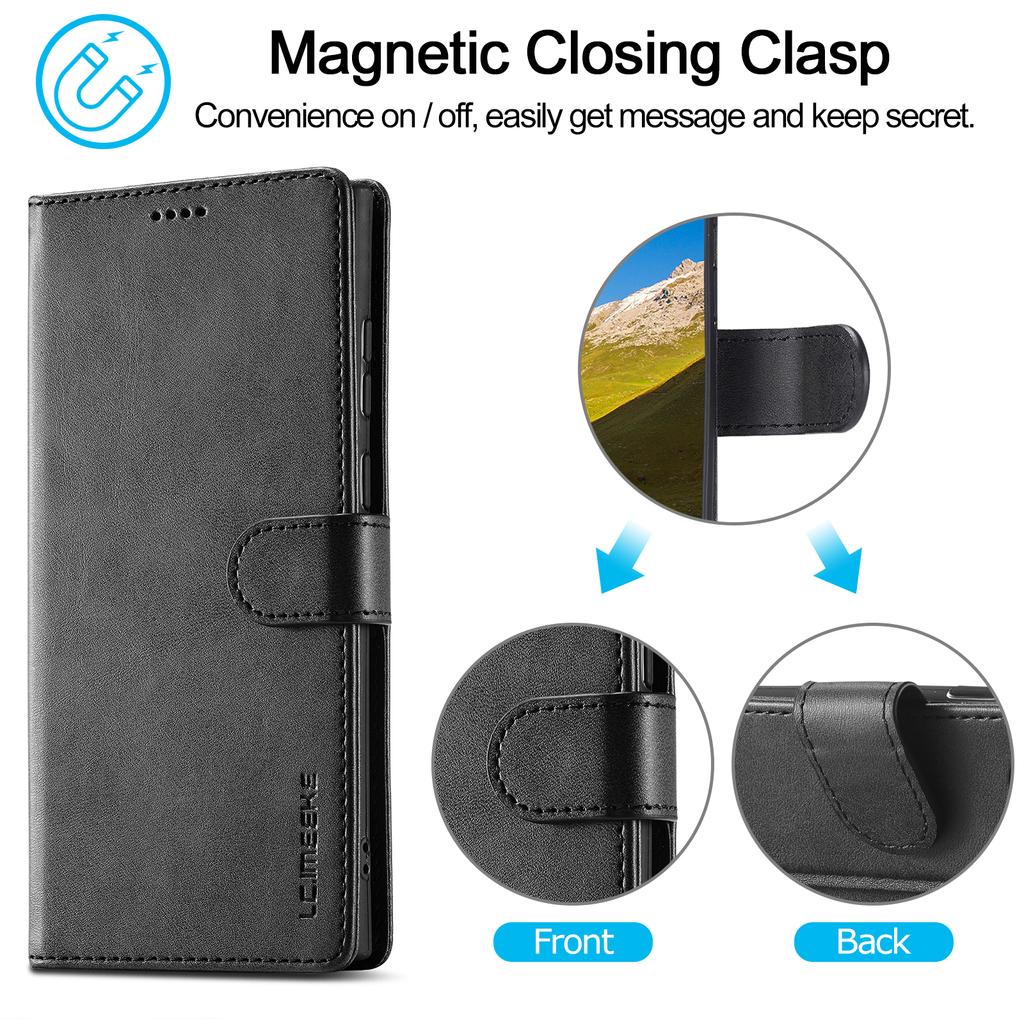 LC.IMEEKE For Samsung Galaxy S24 Ultra Case Drop-resistant Stand Leather Phone Shell Cover